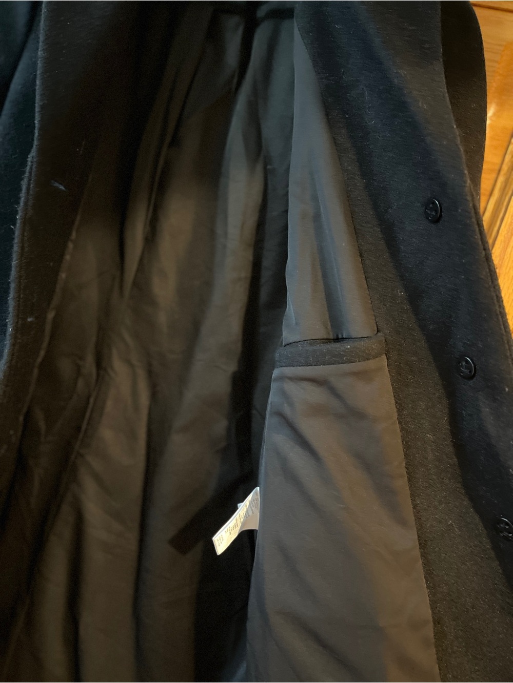 Calvin Klein Black Wool-Blend Pea Coat - Picture 4 of 5